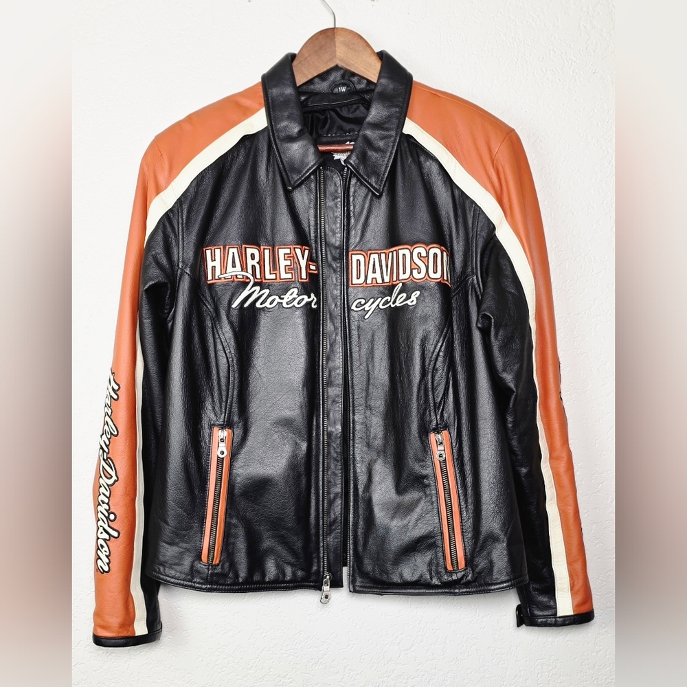 Harley Davidson Women's Bikercore Motorcycle Leather Jacket - Size 1W (18/20) - Picture 4 of 17